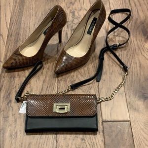 White House Black Market Snakeskin Pumps & Purse